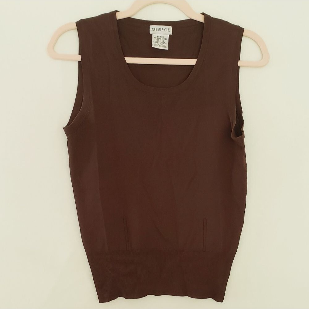 George Knit Sleeveless Top, Crew Neck, Bibbed Hem With Stretch